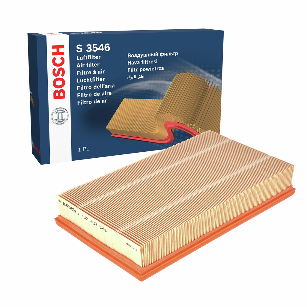 BOSCH Luftfilter 1457433546 Filterindsats length_mm_203|Længde [mm]|308 width_mm_206|Bredde [mm]|184 height_mm_209|Højde [mm]|50 50mm for JAGUAR