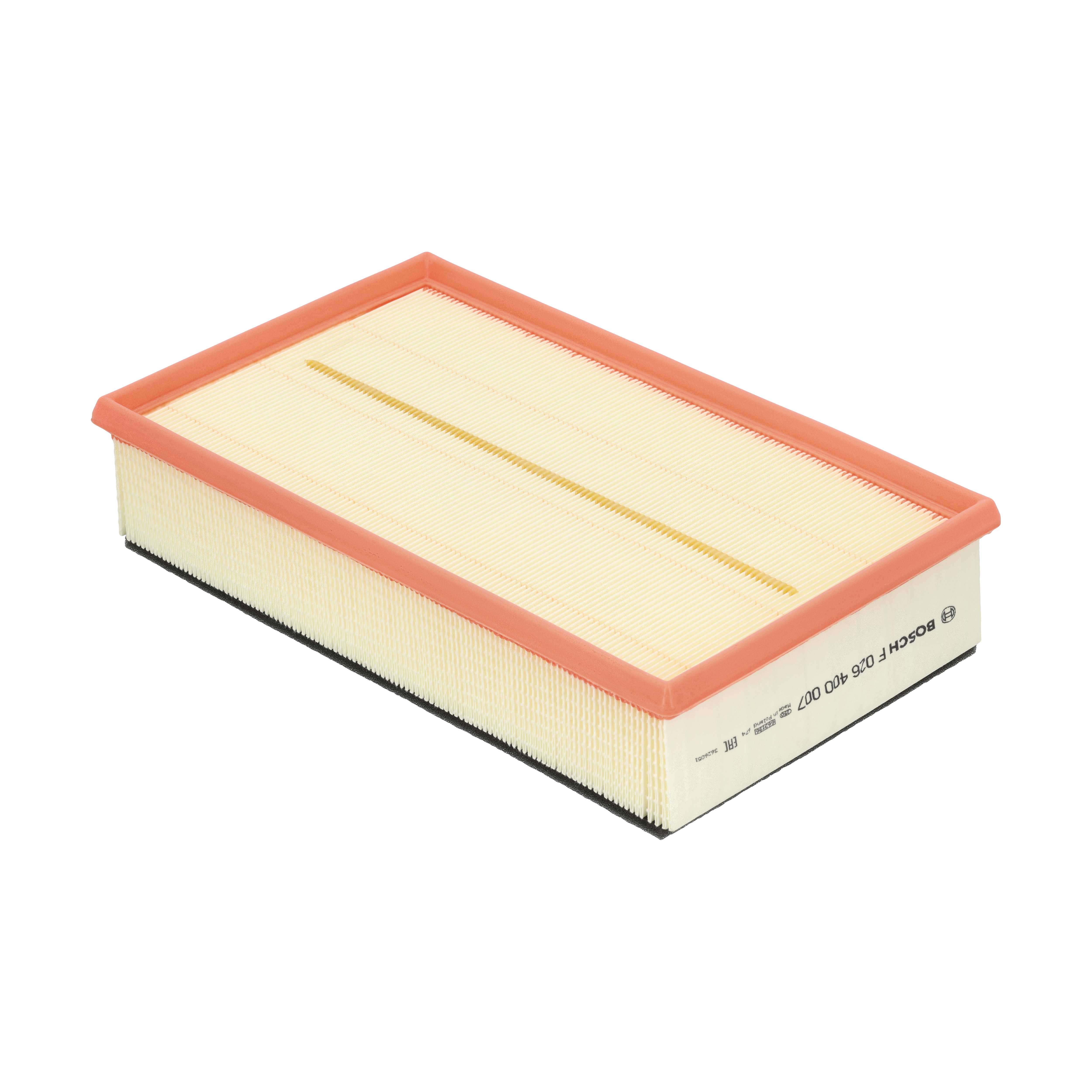 BOSCH Luftfilter F 026 400 007 Filterindsats length_mm_203|Længde [mm]|316 width_mm_206|Bredde [mm]|190 height_mm_209|Højde [mm]|56 quantity_563|Mængd