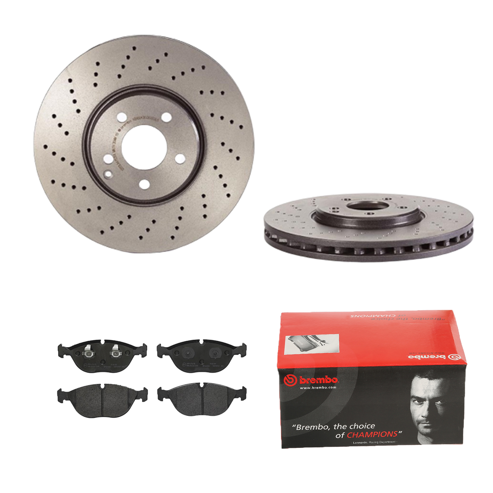 BREMBO Bremsesæt, skivebremser 142055224 foraksel perforeret/ventileret 330mm 32mm for MERCEDES-BENZ AUDI VW SEAT CHRYSLER BMW BENTLEY