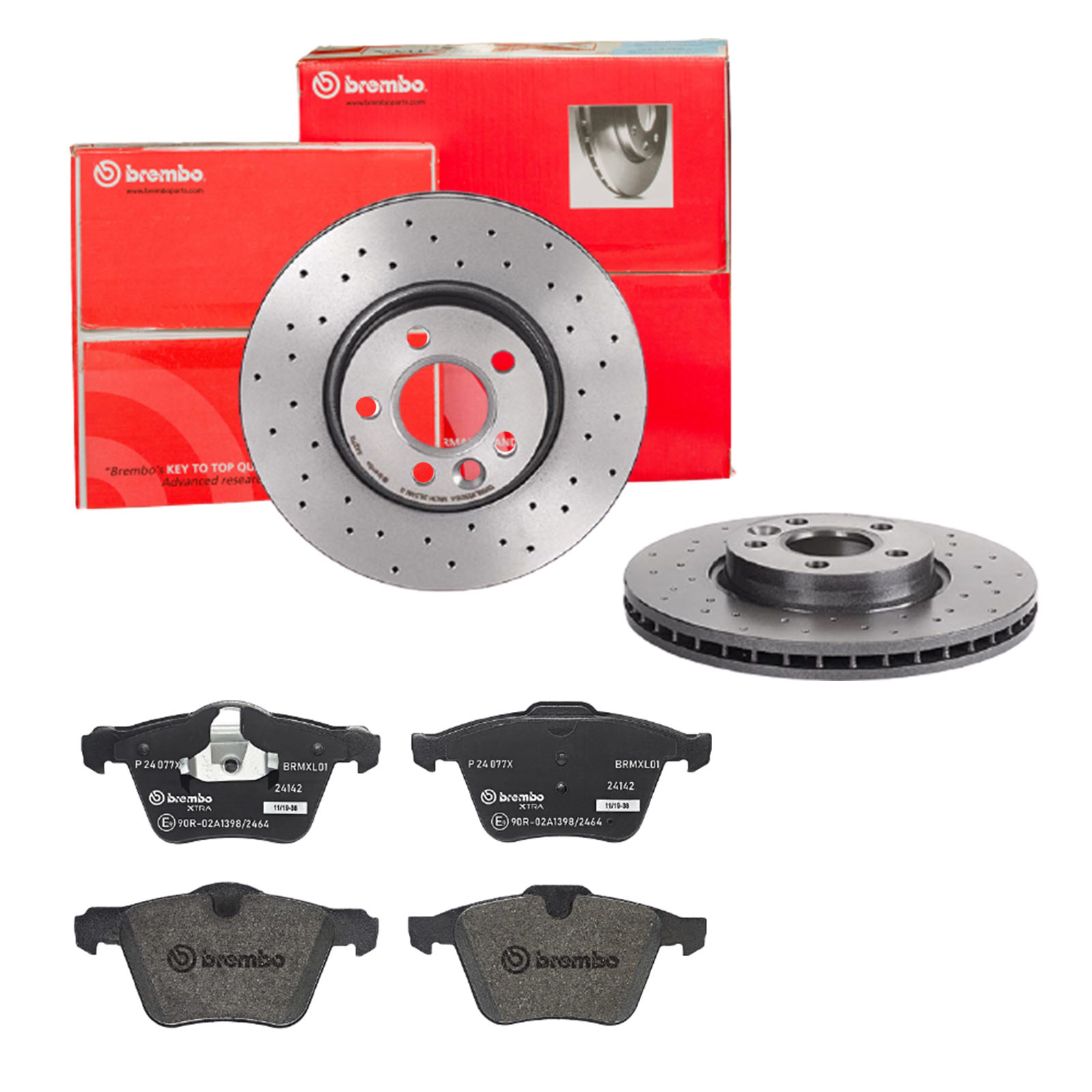 Bremsesæt, skivebremser, BREMBO, perforeret/ventileret, foraksel, b.la. til Ford~Volvo