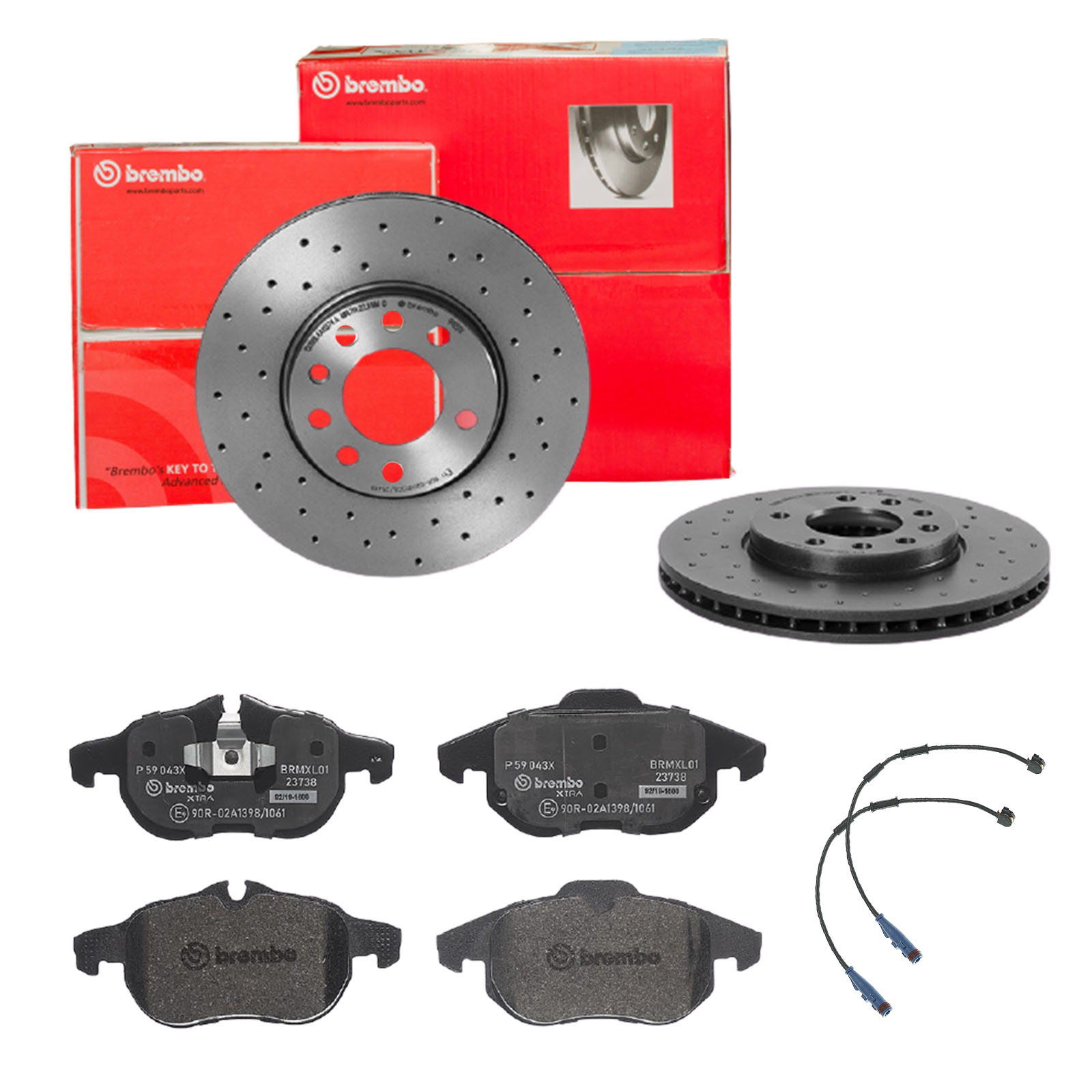 BREMBO Bremsesæt, skivebremser sk8k0f3ft2 foraksel perforeret/ventileret 285mm 25mm for OPEL VAUXHALL SAAB FIAT CHEVROLET GENERAL MOTORS