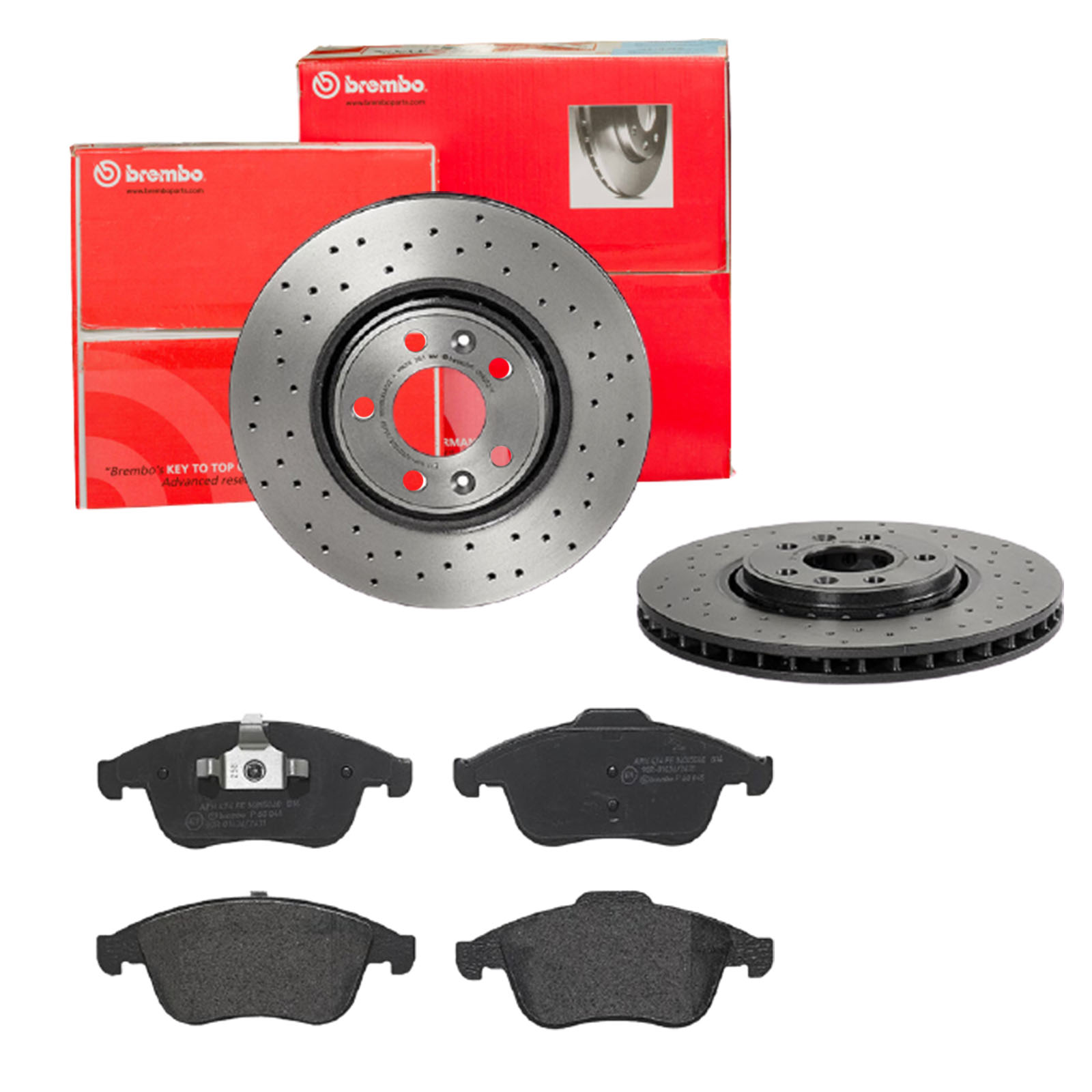 BREMBO Bremsesæt, skivebremser sk8k0f2js7 foraksel perforeret/ventileret 320mm 28mm for RENAULT