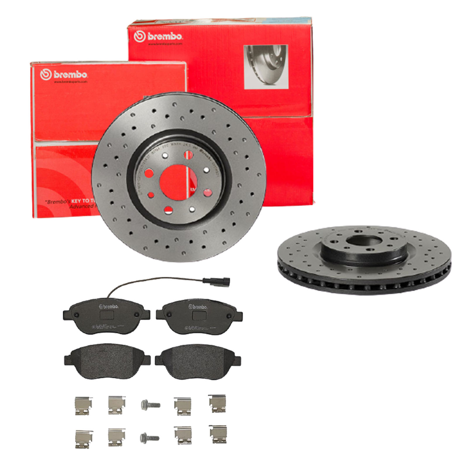BREMBO Bremsesæt, skivebremser sk8k0eztz9 foraksel perforeret/ventileret 281mm 26mm for PEUGEOT OPEL FIAT LANCIA ALFA ROMEO GENERAL MOTORS