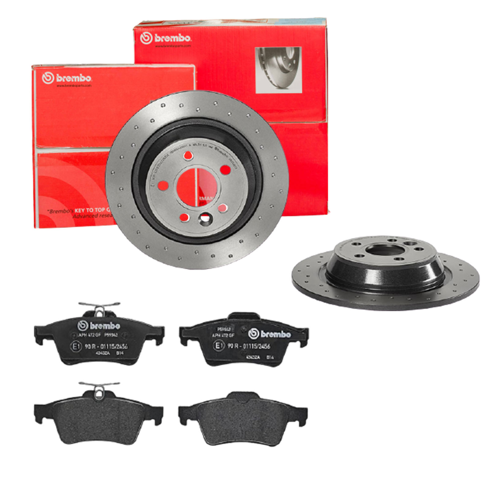 BREMBO Bremsesæt, skivebremser sk8k0f81y5 bagaksel perforeret 302mm 11mm for CITROËN FORD FORD (CHANGAN) OPEL VOLVO SAAB PONTIAC GENERAL MOTORS RENAUL