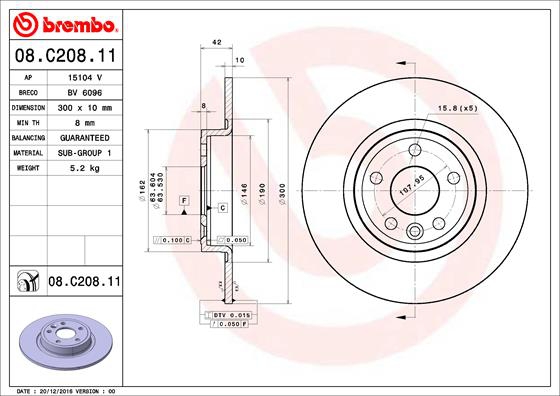 BREMBO Bremsesæt, skivebremser sg00000b63 bagaksel fuld 300mm 10mm for VOLVO JAGUAR LAND ROVER