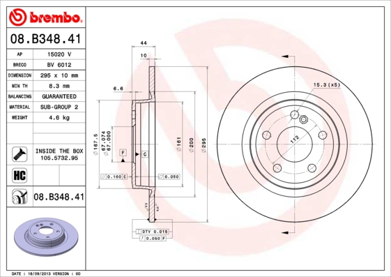 BREMBO Bremsesæt, skivebremser sg00000ckz bagaksel fuld 295mm 10mm for MERCEDES-BENZ INFINITI