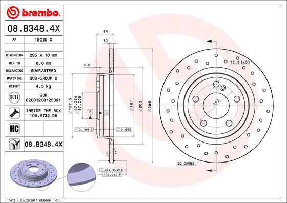 BREMBO Bremsesæt, skivebremser sg00000cl4 bagaksel fuld 295mm 10mm for MERCEDES-BENZ INFINITI
