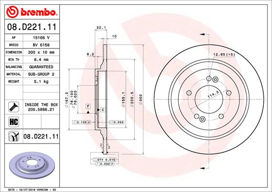 BREMBO Bremsesæt, skivebremser sg00000clb bagaksel fuld 300mm 10mm for HYUNDAI KIA