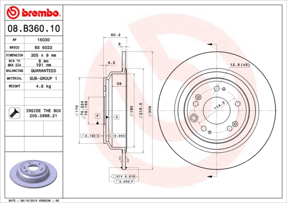 BREMBO Bremsesæt, skivebremser sg00000efj foraksel indvendig ventileret 305mm 32mm for HONDA PROTON