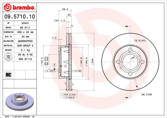 BREMBO Bremsesæt, skivebremser sg00000egl bagaksel indvendig ventileret 256mm 22mm for LANCIA FIAT ALFA ROMEO ZHONGHUA (BRILLIANCE) AUDI SEAT VW SKODA