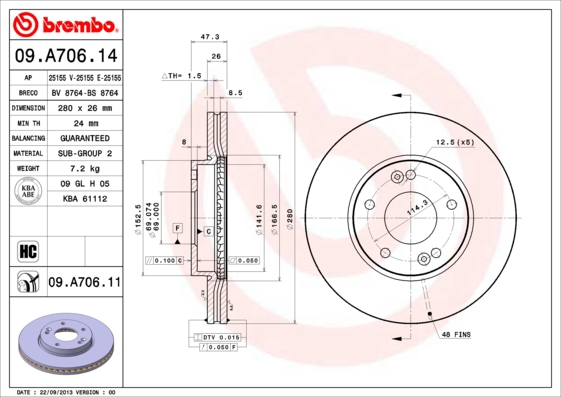 BREMBO Bremsesæt, skivebremser sg00000eh4 foraksel indvendig ventileret 280mm 10mm for KIA HYUNDAI KIA (DYK) HYUNDAI (BEIJING)