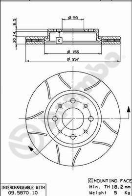 BREMBO Bremsesæt, skivebremser sg00000ekz foraksel indvendig ventileret 257mm 11mm for ALFA ROMEO FORD FIAT ABARTH LANCIA FIAT (NANJING) DAIHATSU (FAW