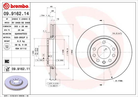 BREMBO Bremsesæt, skivebremser sg00000el5 bagaksel fuld 302mm 12mm for CITROËN OPEL FORD VOLVO SAAB GENERAL MOTORS PONTIAC FIAT VAUXHALL CADILLAC MAZD
