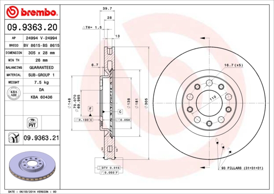 BREMBO Bremsesæt, skivebremser sg00000em8 bagaksel fuld 264mm 10mm for ALFA ROMEO FIAT (GAC) CHRYSLER DODGE