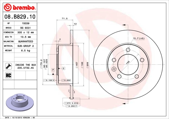 BREMBO Bremsesæt, skivebremser sg00000en9 bagaksel fuld 302mm 12mm for OPEL VAUXHALL RENAULT NISSAN