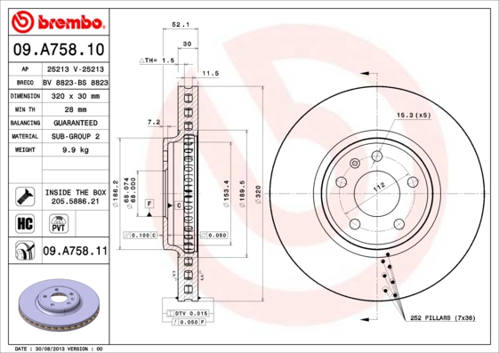BREMBO Bremsesæt, skivebremser sg00000eoe bagaksel indvendig ventileret 300mm 30mm for SEAT AUDI SKODA VW VW (SVW) AUDI (FAW) VW (FAW)