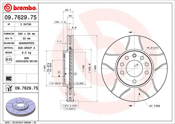 BREMBO Bremsesæt, skivebremser sg00000epg foraksel lukket 280mm 10mm for OPEL VAUXHALL GENERAL MOTORS SATURN KIA AC