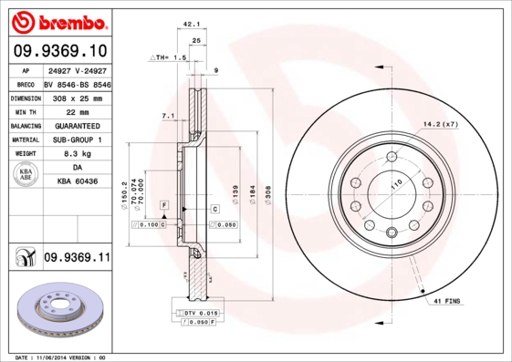 BREMBO Bremsesæt, skivebremser sg00000ete bagaksel indvendig ventileret 264mm 25mm for OPEL SAAB VAUXHALL