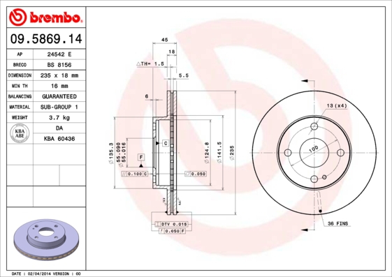 BREMBO Bremsesæt, skivebremser sg00000etq bagaksel fuld 250mm 9mm for DAIHATSU KIA MAZDA NISSAN MITSUBISHI SUZUKI FORD MERCURY
