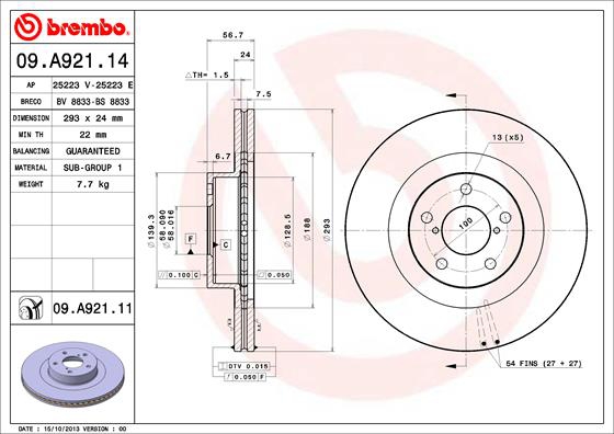 BREMBO Bremsesæt, skivebremser sg00000ev4 bagaksel fuld 293mm 10mm for SAAB SUBARU TOYOTA