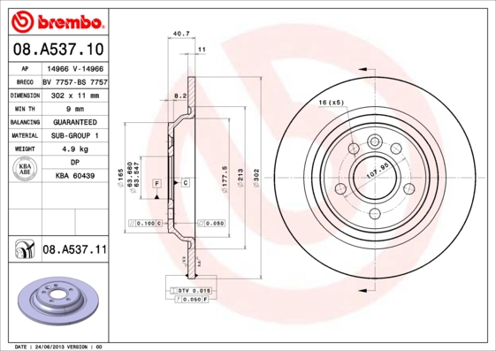 BREMBO Bremsesæt, skivebremser sg00000evz bagaksel indvendig ventileret 302mm 28mm for FORD VOLVO VOLVO ASIA LAND ROVER