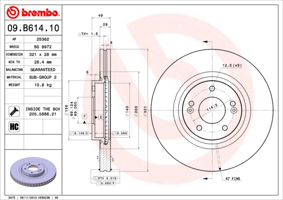 BREMBO Bremsesæt, skivebremser sg00000exd bagaksel indvendig ventileret 315mm 28mm for KIA HYUNDAI