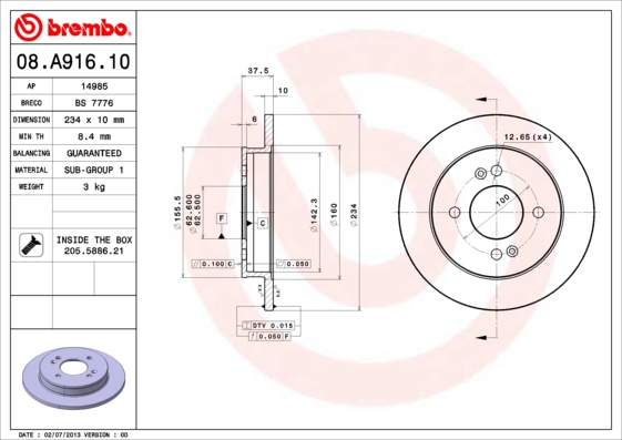 BREMBO Bremsesæt, skivebremser sg00000ey1 foraksel fuld 241mm 10mm for KIA HYUNDAI NAZA
