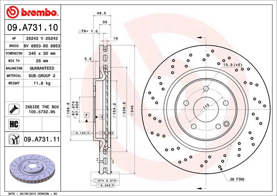 BREMBO Bremsesæt, skivebremser sg00000eym bagaksel fuld 345mm 10mm for MERCEDES-BENZ