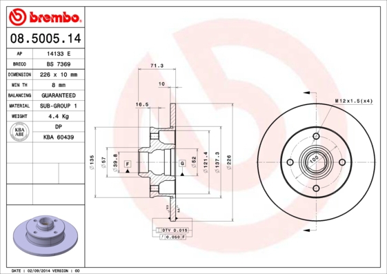 BREMBO Bremsesæt, skivebremser sg00000ezx bagaksel indvendig ventileret 256mm 20mm for PEUGEOT MG (SAIC) ROEWE (SAIC) VW SEAT CITROËN VW (FAW) AUDI SK