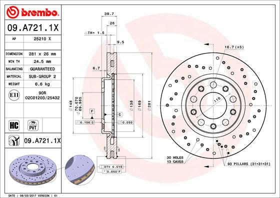 BREMBO Bremsesæt, skivebremser sg00000f1r bagaksel perforeret 278mm 12mm for ALFA ROMEO FIAT JEEP JEEP (GAC FCA) CHRYSLER