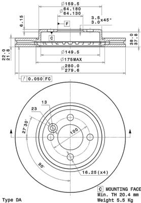 BREMBO Bremsesæt, skivebremser sg00000f4f foraksel fuld 259mm 22mm for BMW MINI
