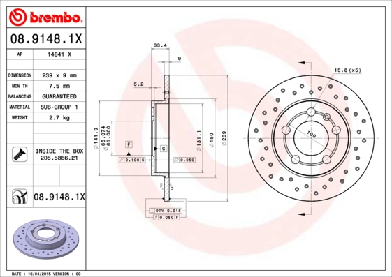 BREMBO Bremsesæt, skivebremser sg00000f4k bagaksel perforeret/ventileret 280mm 22mm for PEUGEOT CITROËN FORD MG (SAIC) ROEWE (SAIC) FIAT ZHONGHUA (BRI
