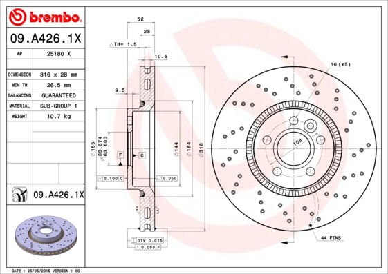 BREMBO Bremsesæt, skivebremser sg00000f5q bagaksel perforeret 302mm 11mm for FORD FORD (CHANGAN) VOLVO LAND ROVER