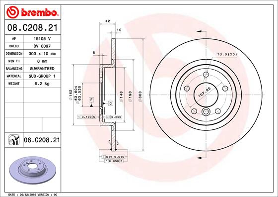 BREMBO Bremsesæt, skivebremser sg00000f5t bagaksel fuld 325mm 30mm for VOLVO JAGUAR LAND ROVER
