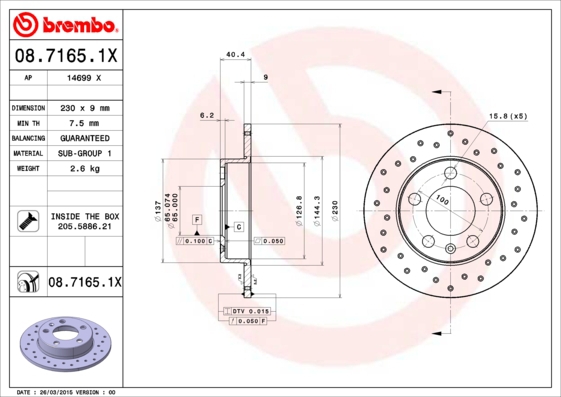 BREMBO Bremsesæt, skivebremser sg00000f61 bagaksel fuld 230mm 22mm for CITROËN FORD MG (SAIC) ROEWE (SAIC) FIAT ZHONGHUA (BRILLIANCE) PEUGEOT DS SKODA