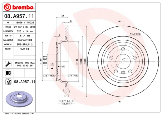 BREMBO Bremsesæt, skivebremser sg00000f6g foraksel indvendig ventileret 330mm 14mm for MERCEDES-BENZ RENAULT BRABUS