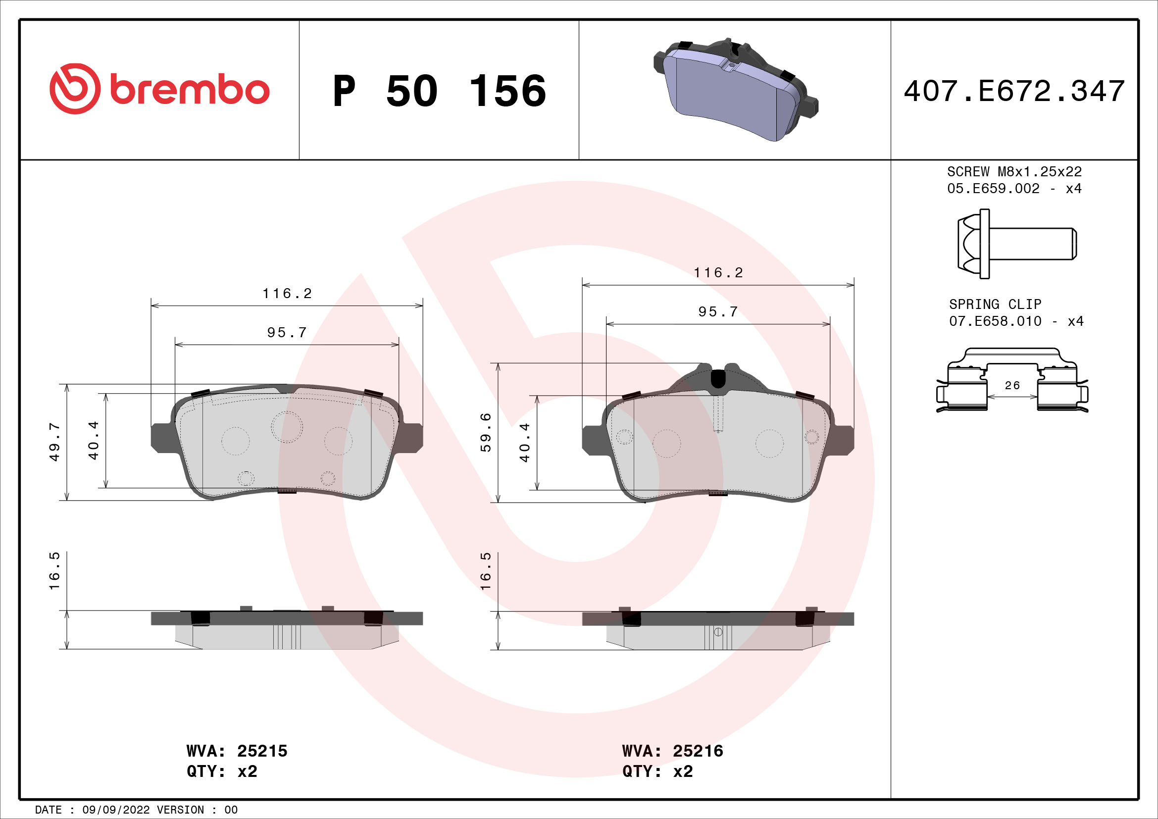BREMBO Bremseklodser p50156 for MERCEDES-BENZ