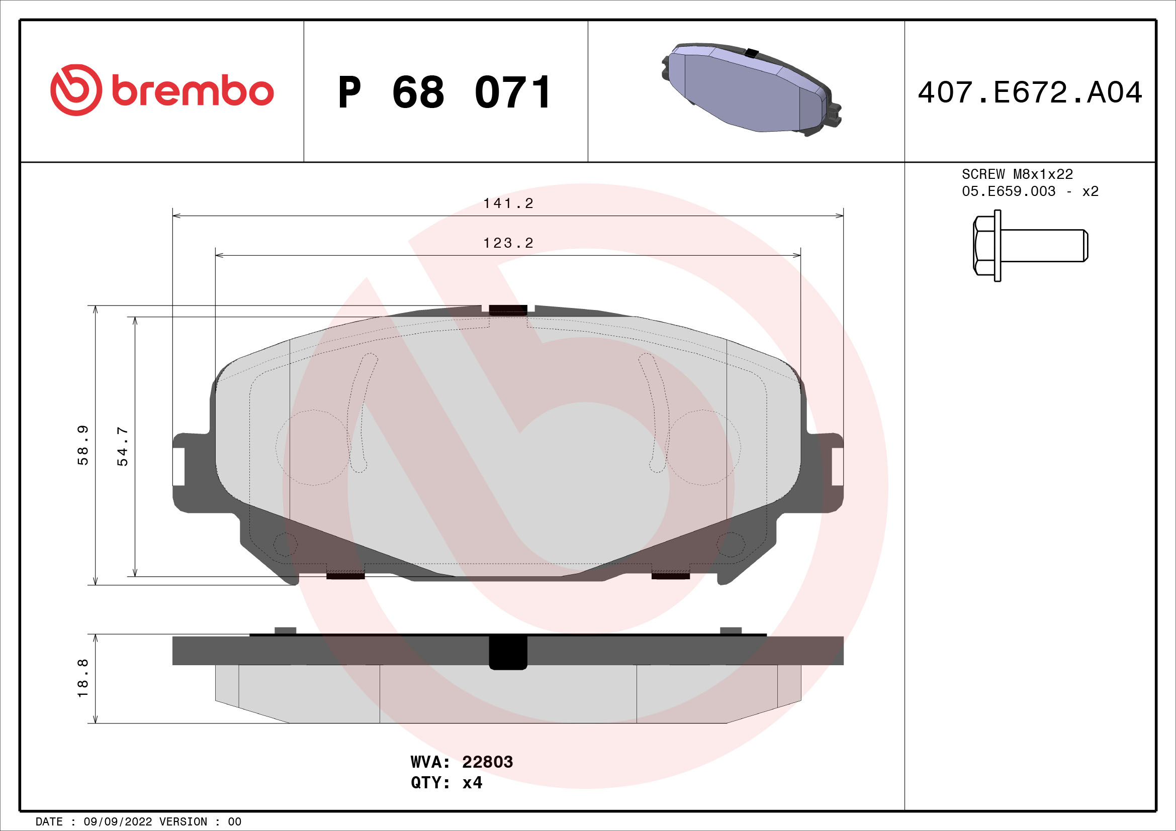 BREMBO Bremseklodser p68071 for MITSUBISHI RENAULT