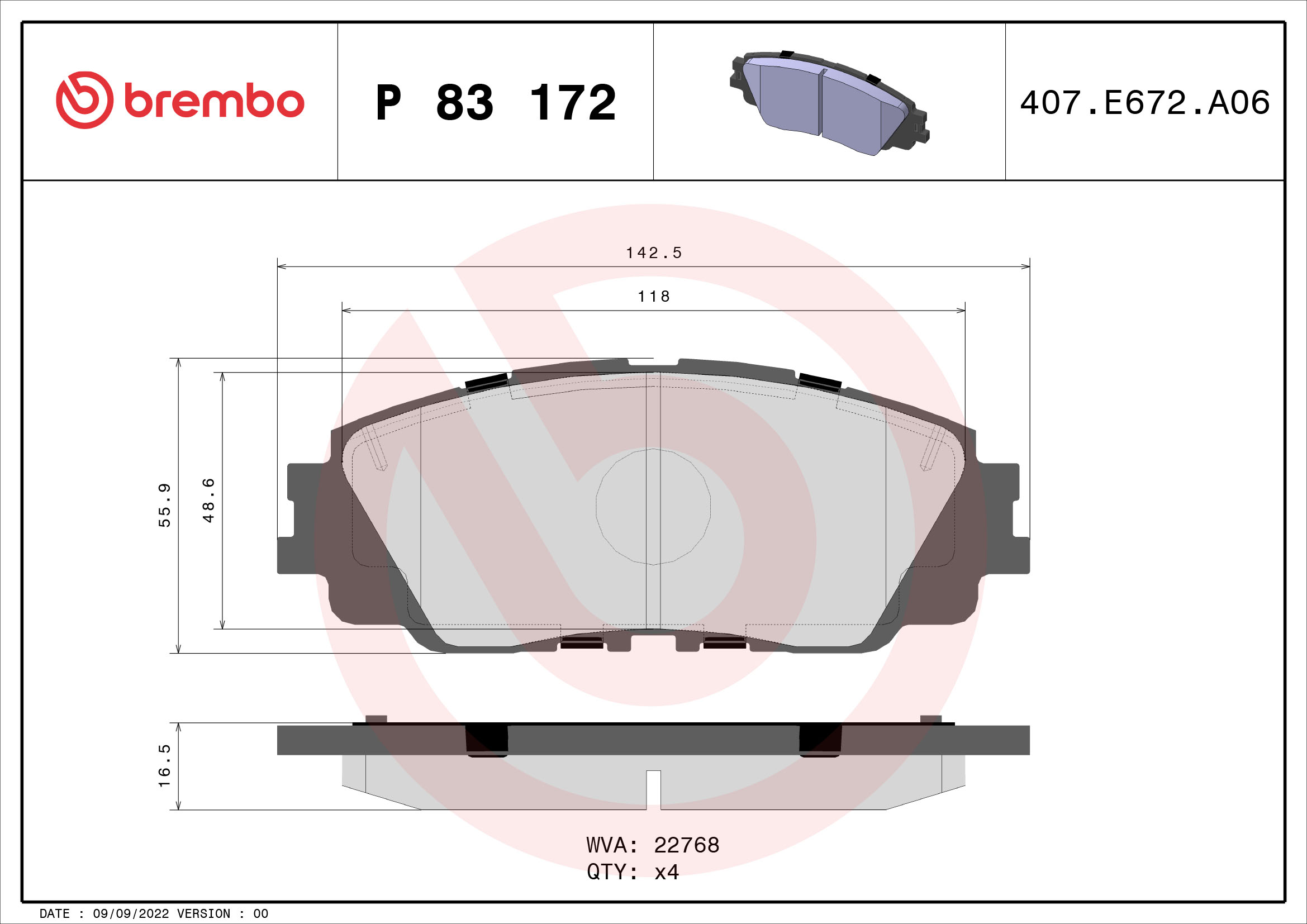 BREMBO Bremseklodser p83172 for TOYOTA TOYOTA (FAW) TOYOTA (GAC) LEXUS