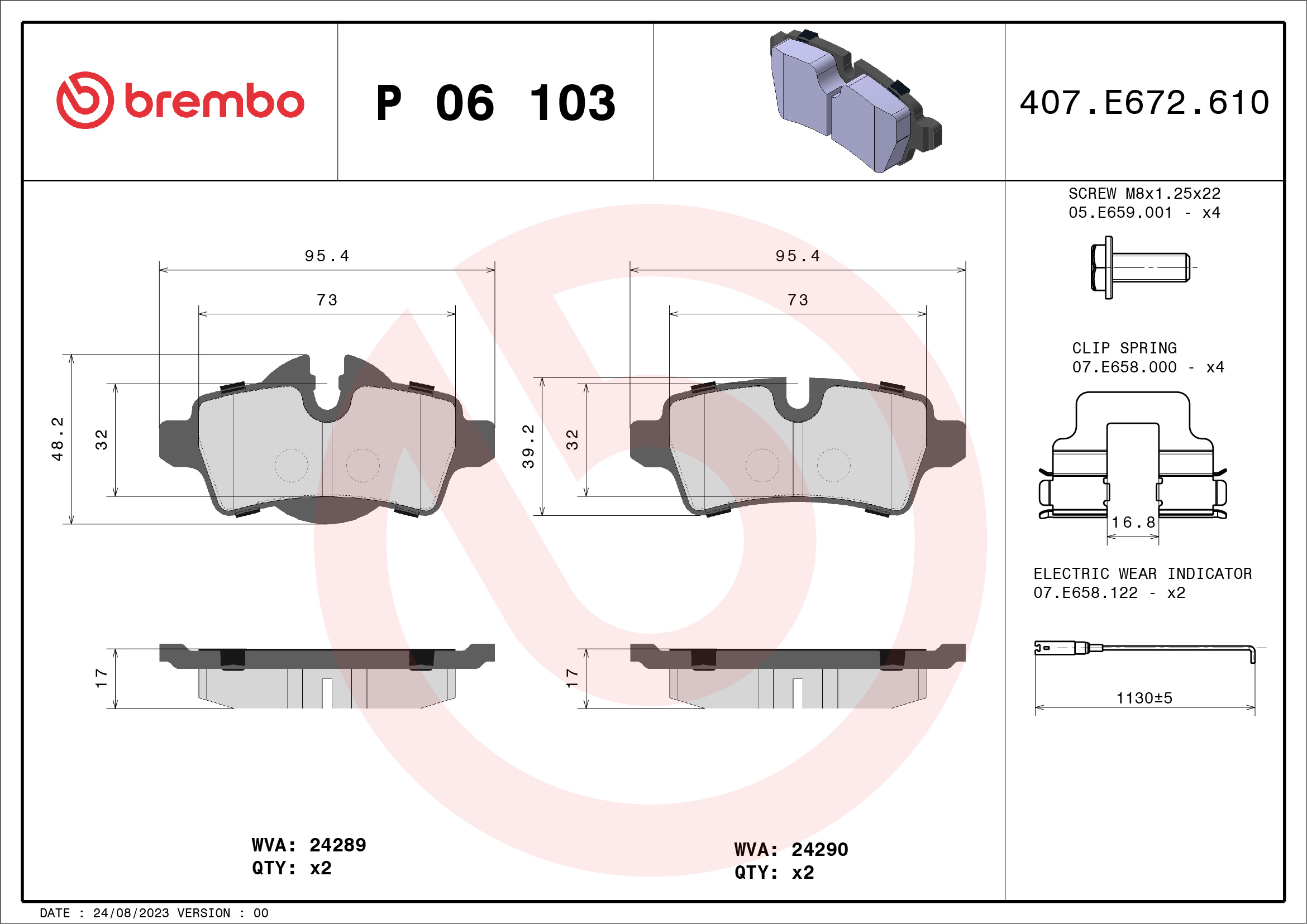 BREMBO Bremseklodser p06103 for BMW