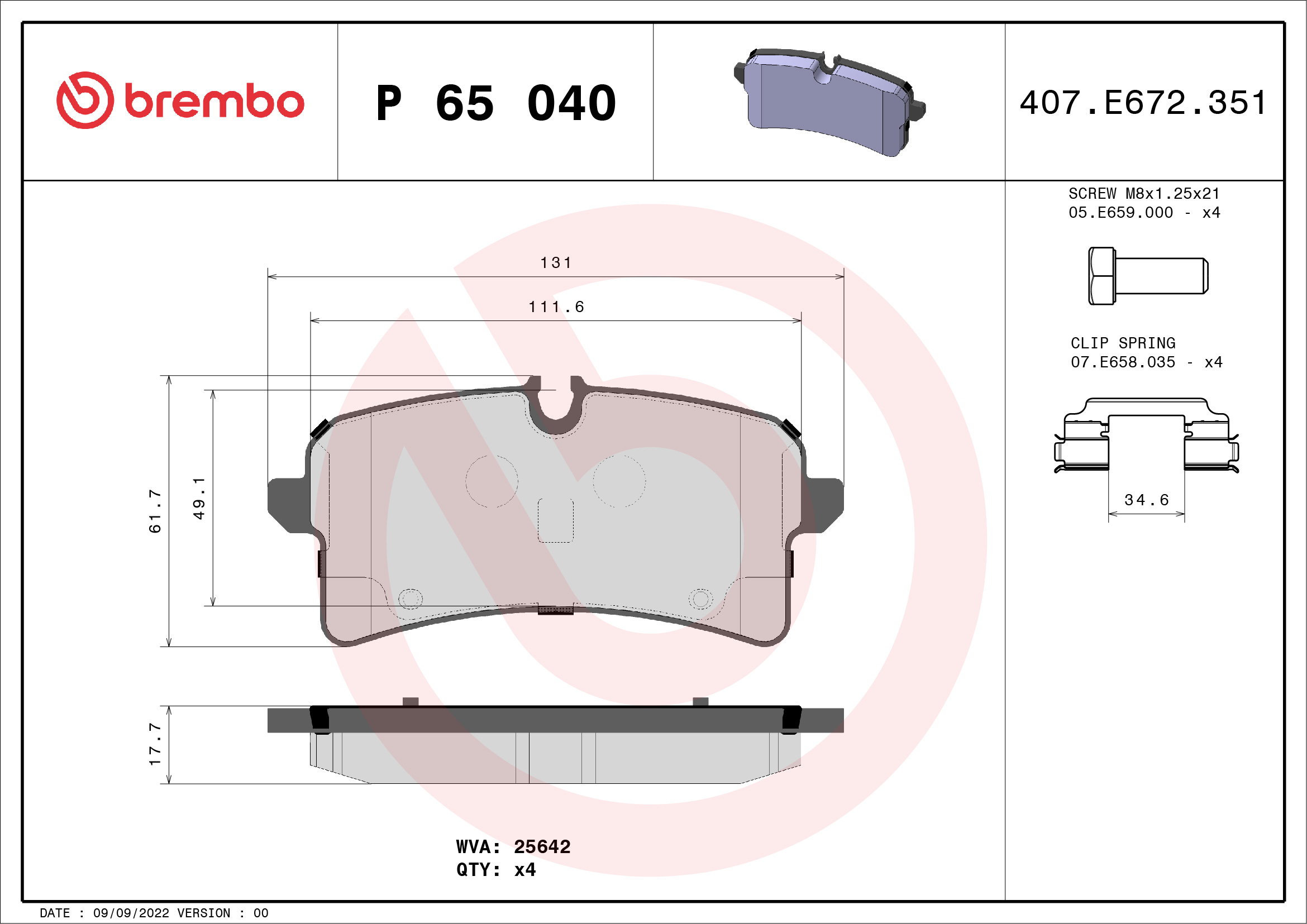 BREMBO Bremseklodser p65040 for PORSCHE