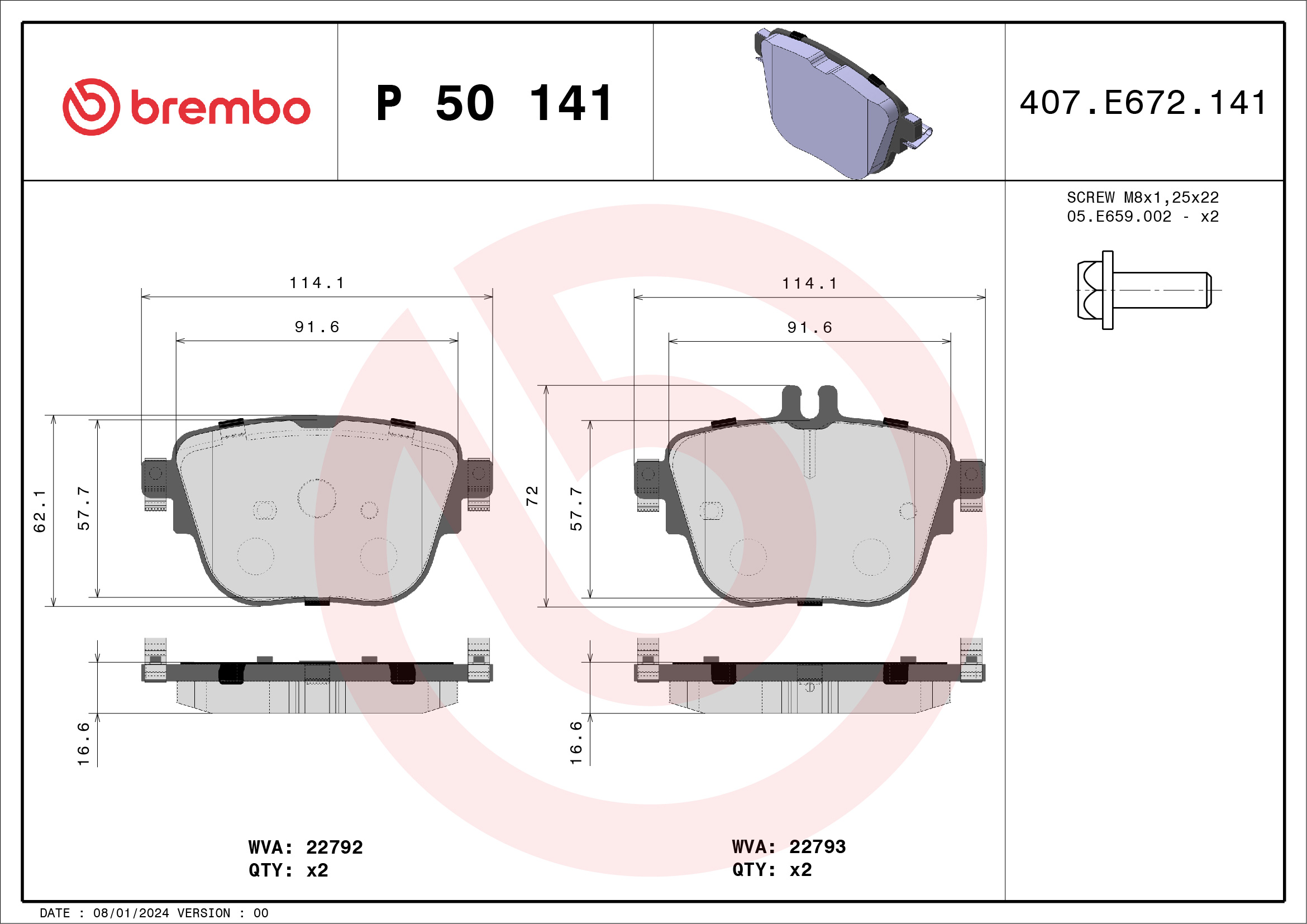 BREMBO Bremseklodser p50141 for MERCEDES-BENZ