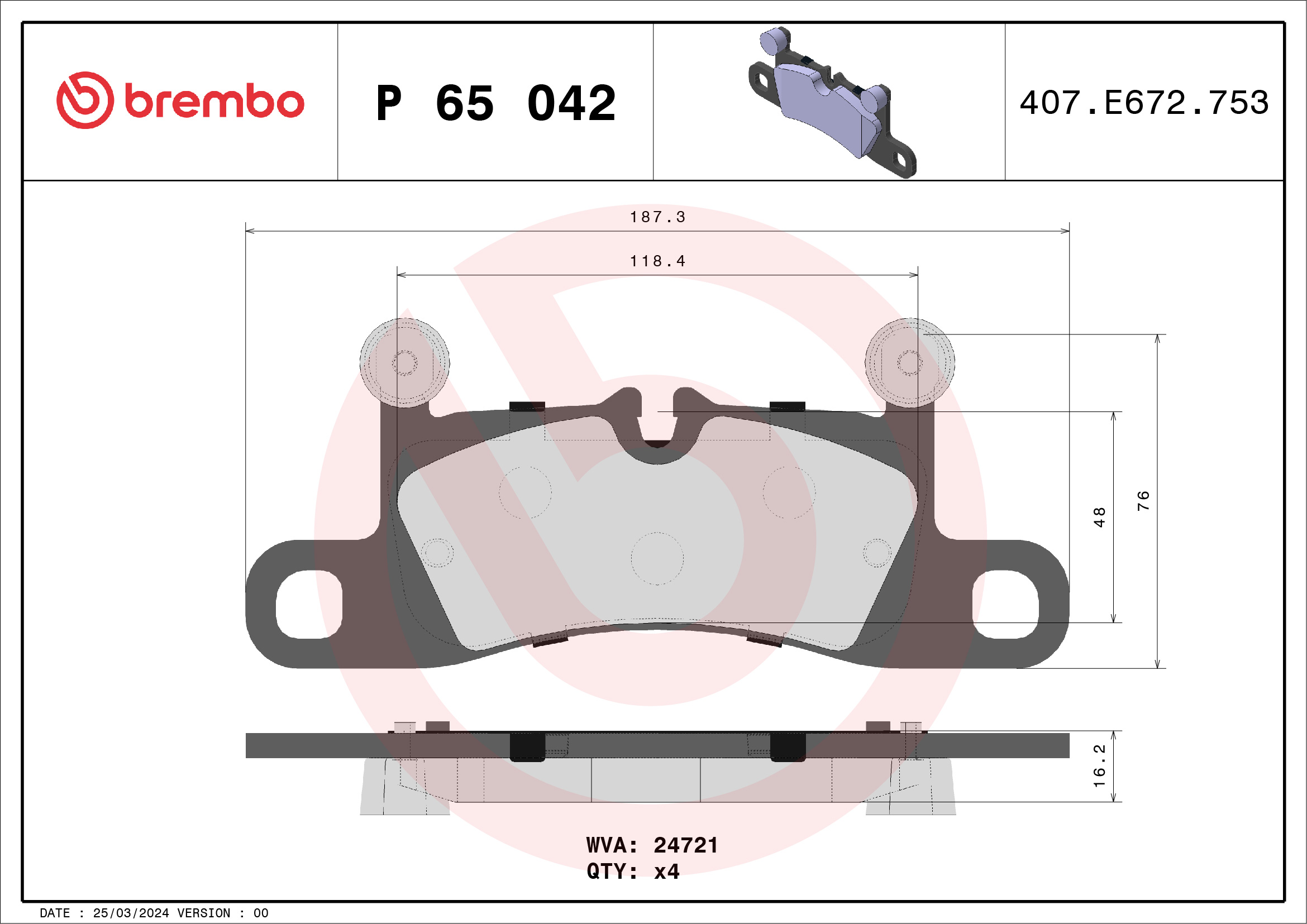 BREMBO Bremseklodser p65042 for PORSCHE