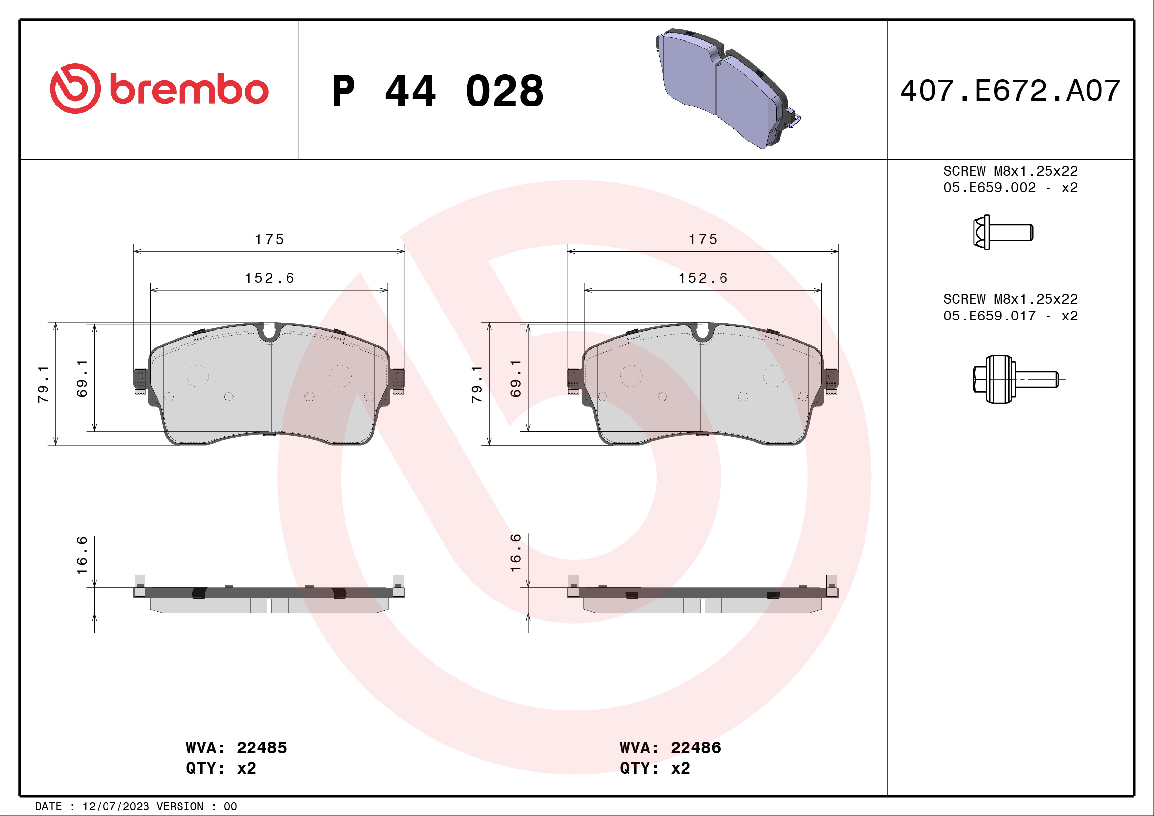 BREMBO Bremseklodser p44028 for JAGUAR LAND ROVER