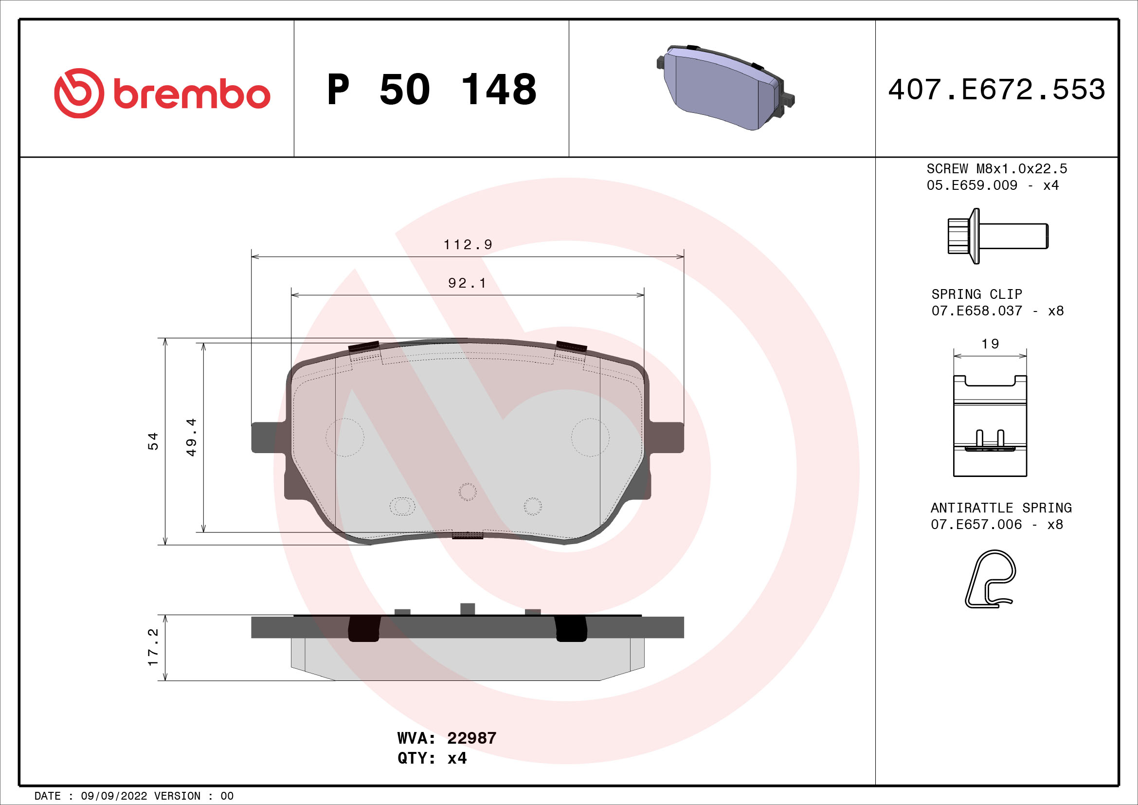 BREMBO Bremseklodser p50148 for MERCEDES-BENZ (BBDC) MERCEDES-BENZ