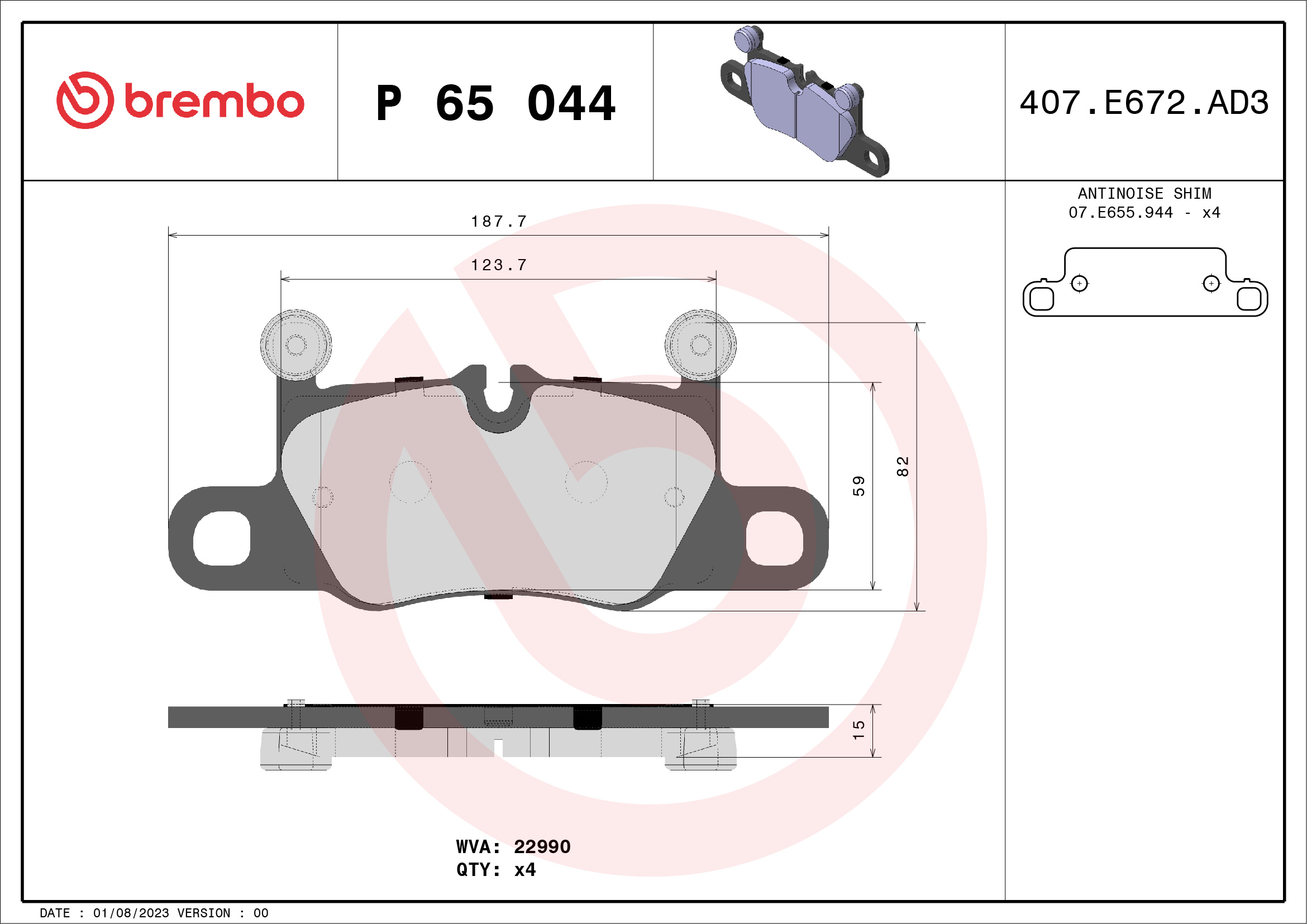 BREMBO Bremseklodser p65044 for PORSCHE