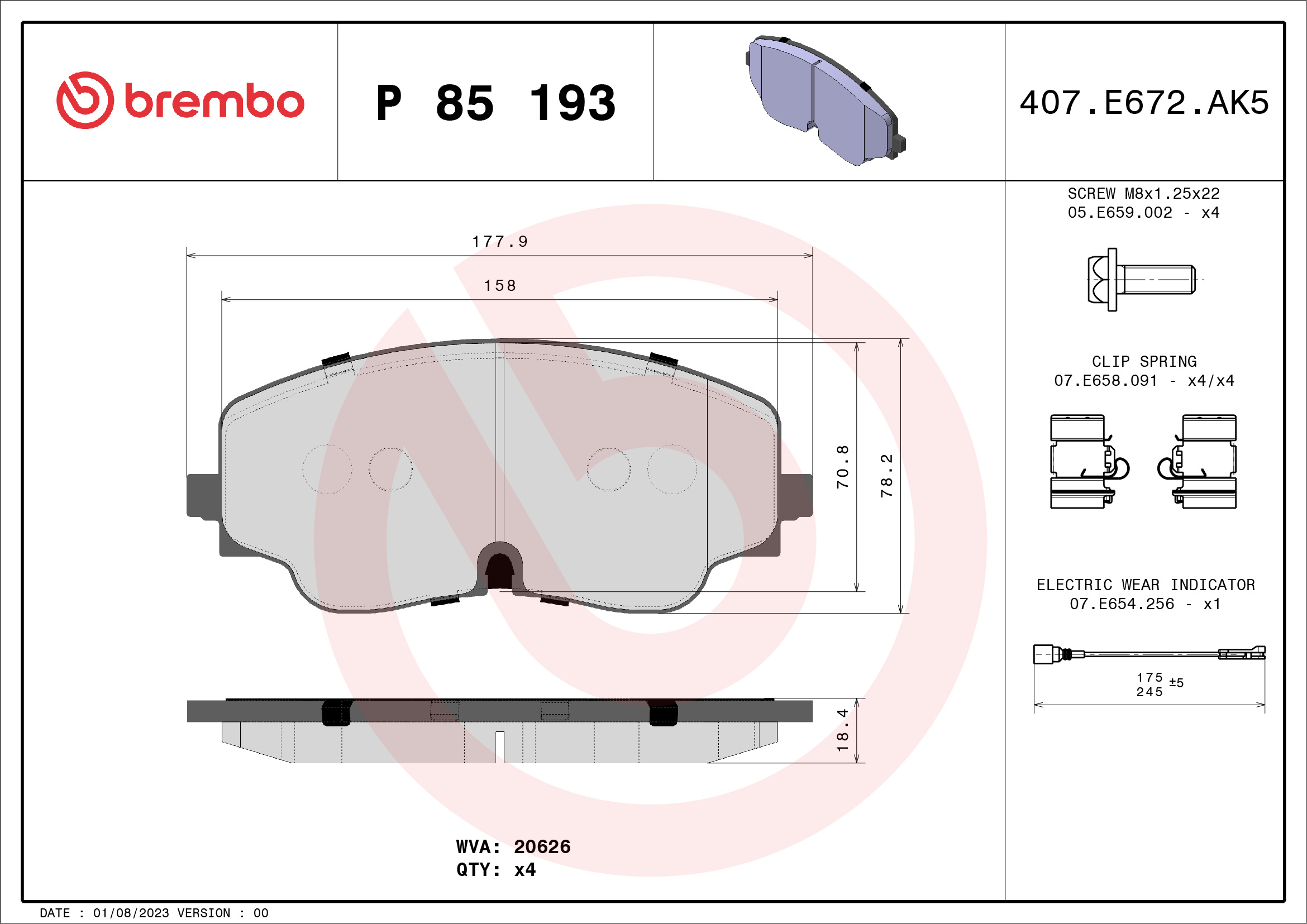 BREMBO Bremseklodser p85193 for VW