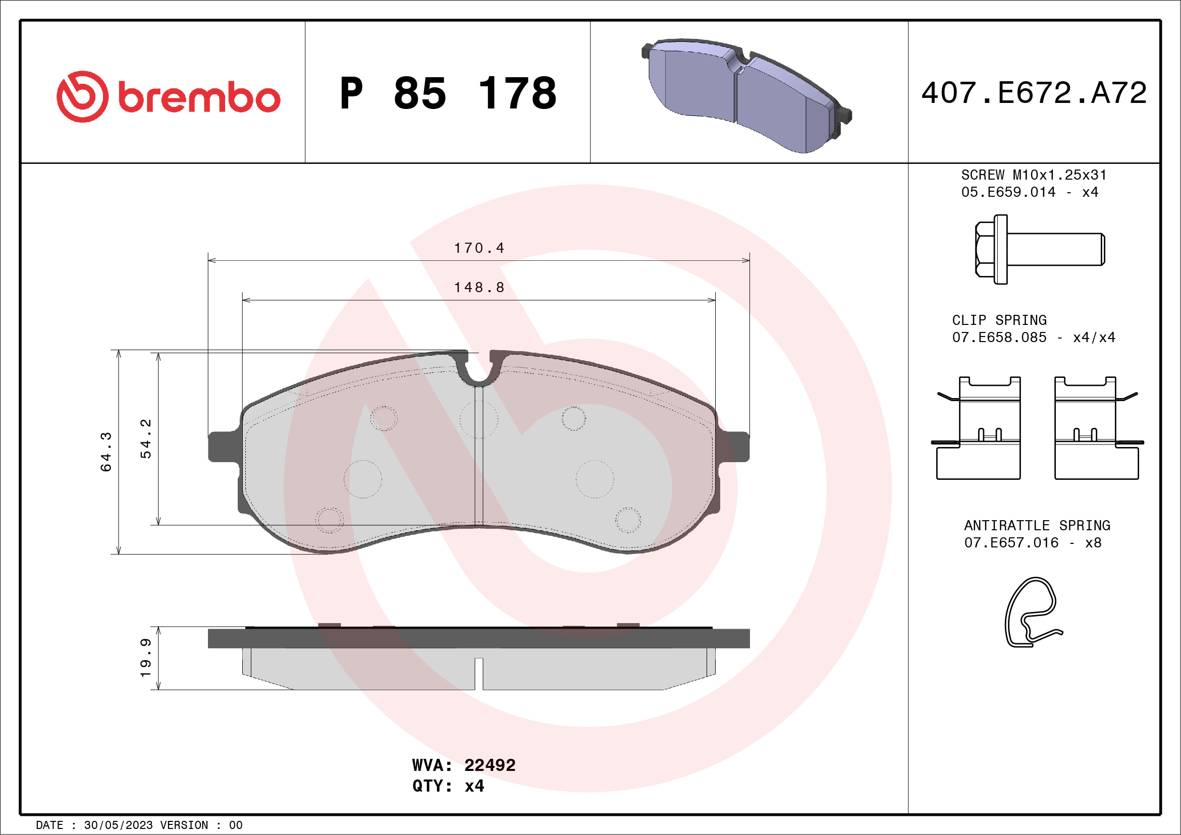 BREMBO Bremseklodser p85178 for MAN VW