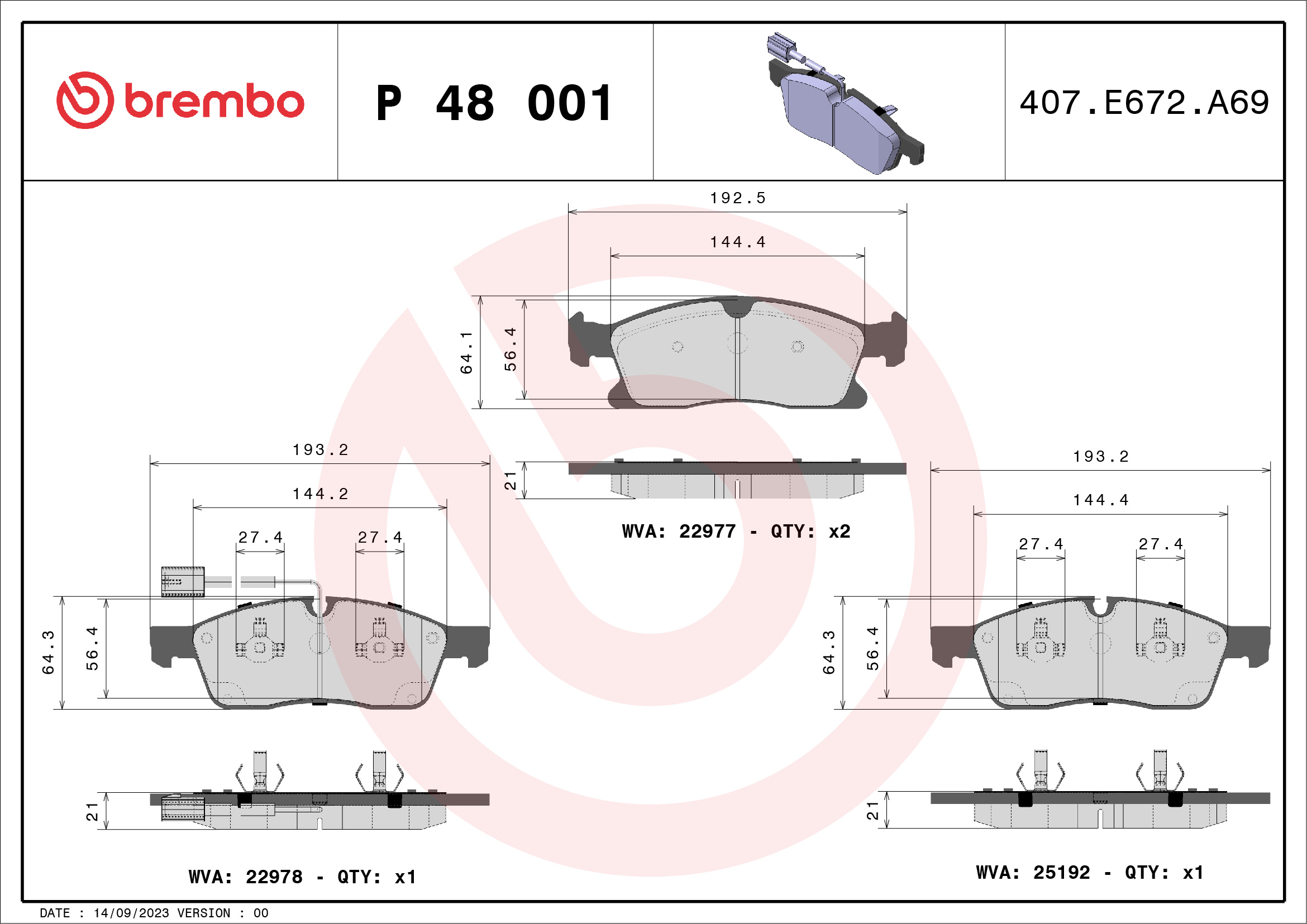 BREMBO Bremseklodser p48001 for MASERATI