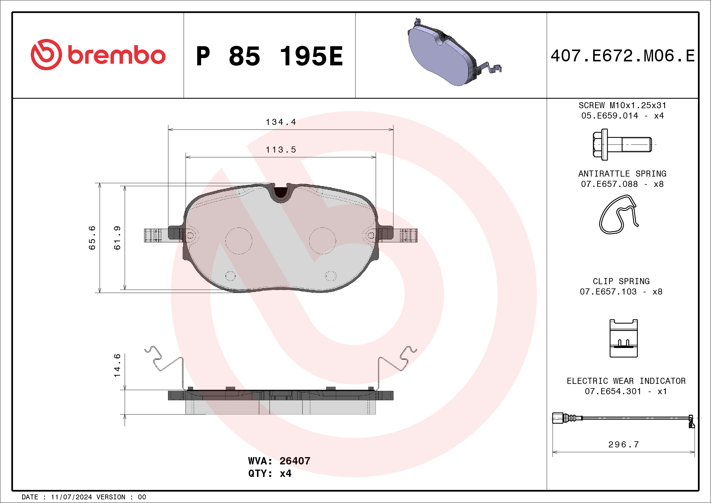 BREMBO Bremseklodser P 85 195E for CUPRA VW VW (SVW)